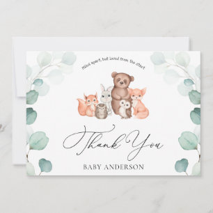 Woodland Animals Shower por correo Gracias postal