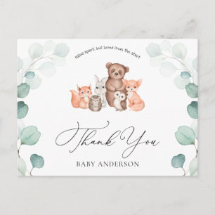 Woodland Animals Shower por correo Gracias postal