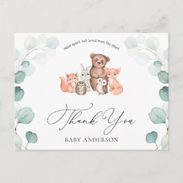 Woodland Animals Shower por correo Gracias postal