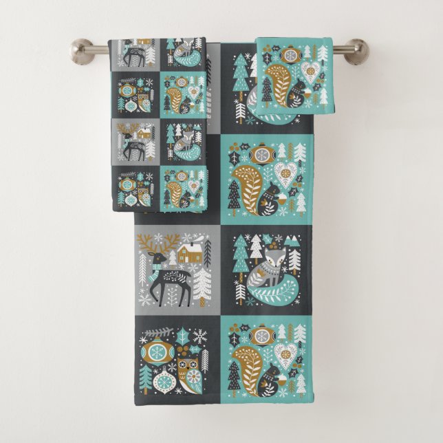Woodland Animals Snowflakes Navidades escandinavos (In situ)