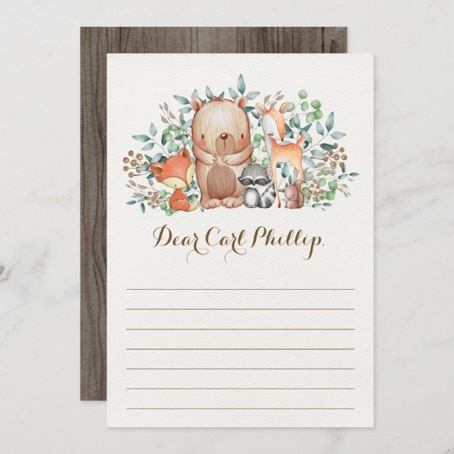 Woodland Baby Animals / Tarjeta de mensaje Time Ca (Anverso / Reverso)