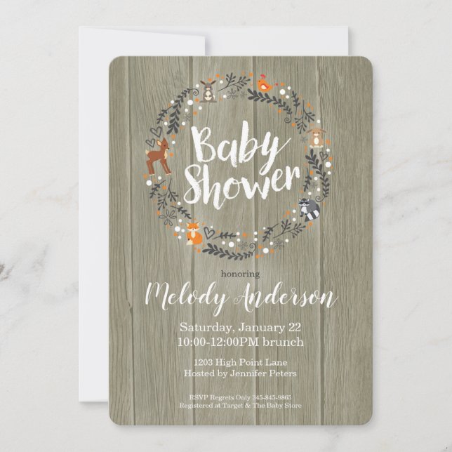 Woodland Baby | Invitación de Baby Shower (Anverso)
