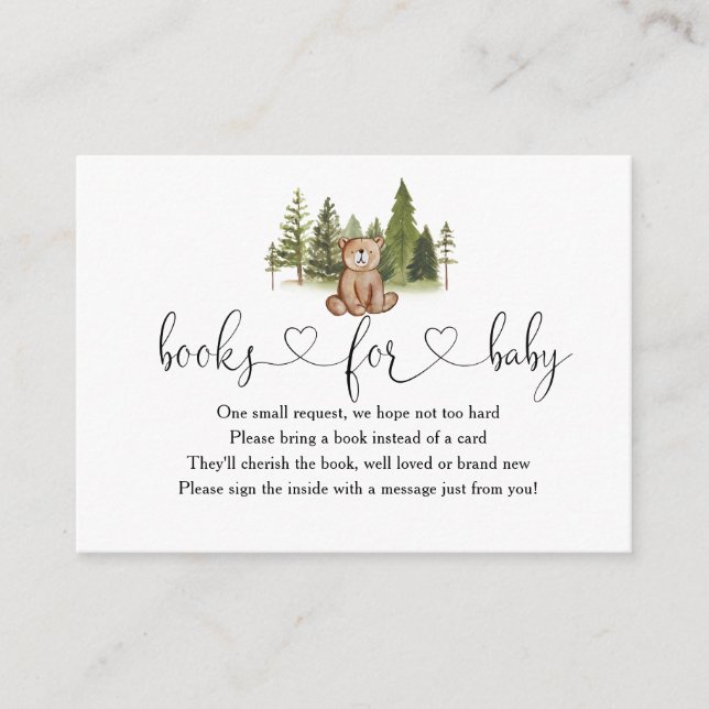 Woodland Baby Shower Books Para Tarjeta De Alojami (Anverso)