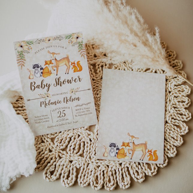 Woodland Baby Shower Invitación a animal de ciervo (Subido por el creador)
