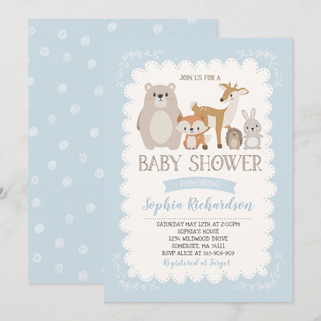 Woodland Baby Shower Invitación Whimsical Shower (Anverso / Reverso)