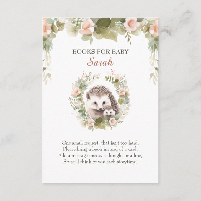 Woodland Baby Shower, tarjeta de cierre Cute Hedge (Anverso)