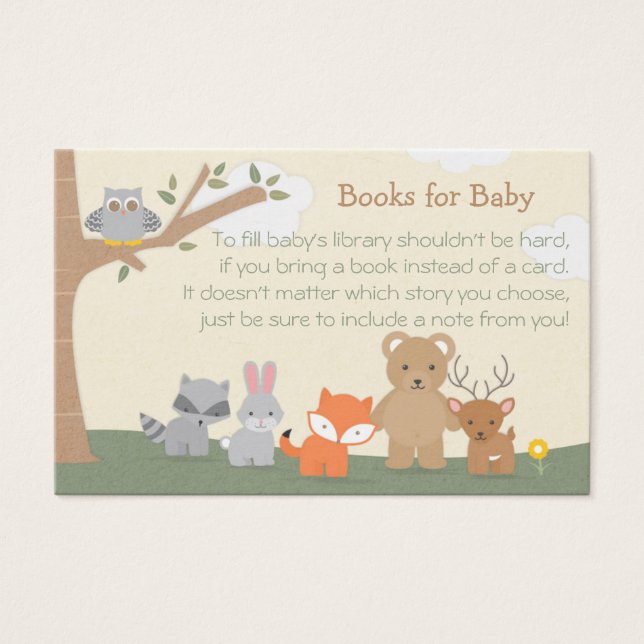 Woodland Baby Shower trae una solicitud de libro (Anverso)