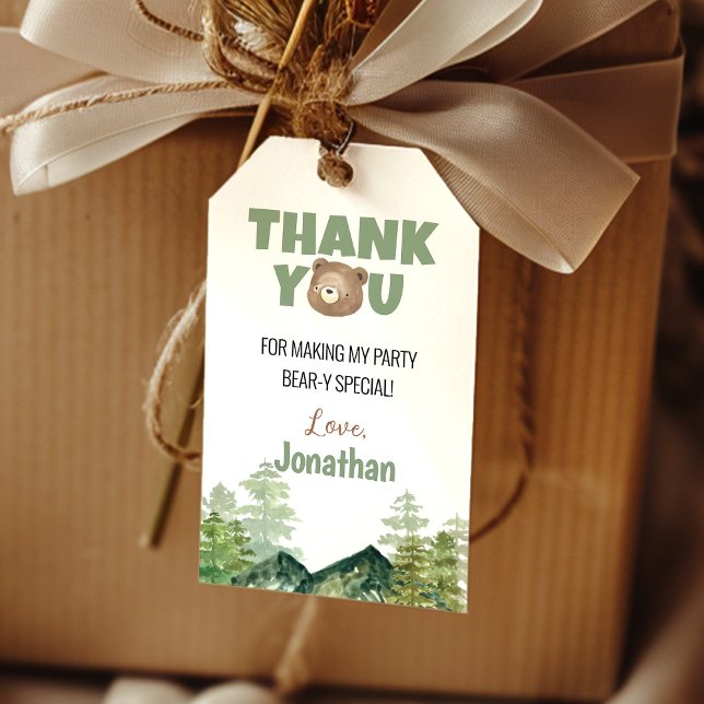 Woodland Bear Fiesta Gracias Etiqueta Favor (Subido por el creador)