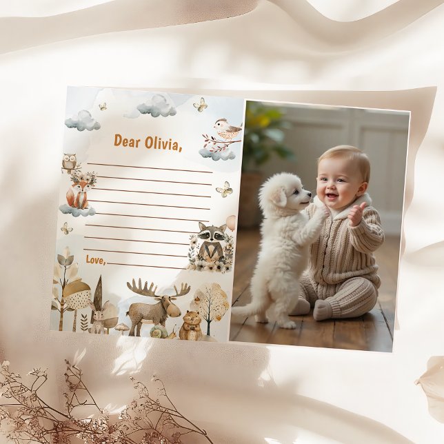 Woodland Birthday Time Capsule Note Tarjeta de men (Subido por el creador)