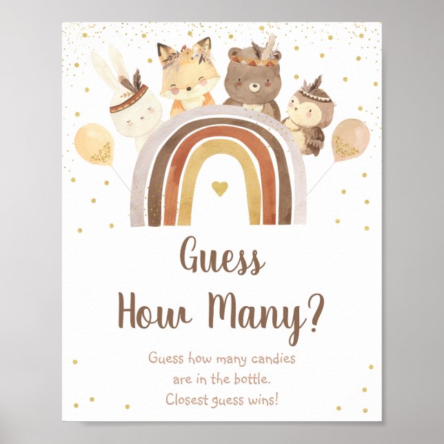 Woodland Boho Rainbow adivina cuántos Posters de j (Frente)