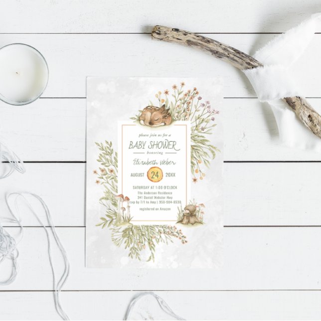 Woodland Deer | Invitación a Baby Shower forestal (Subido por el creador)
