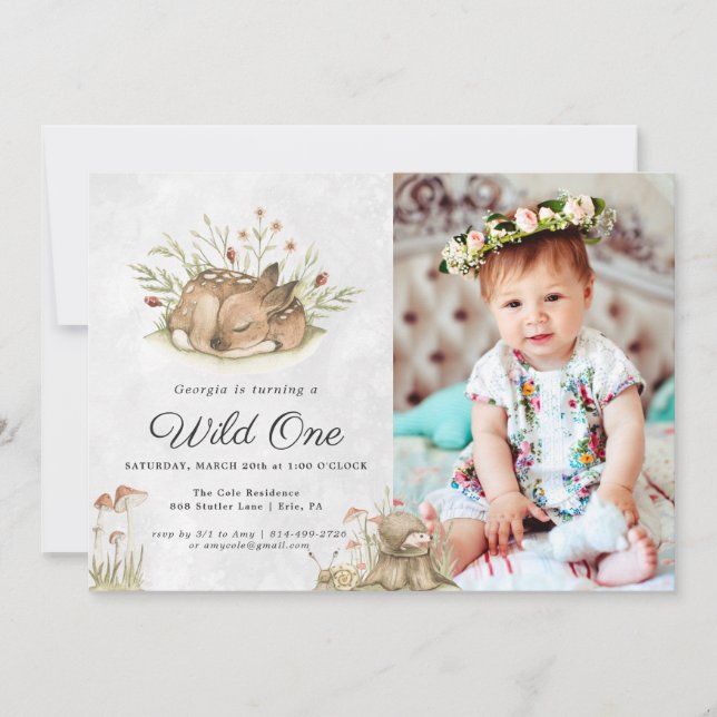 Woodland Deer | Invitación a la Fiesta de Cumpleañ (Anverso)