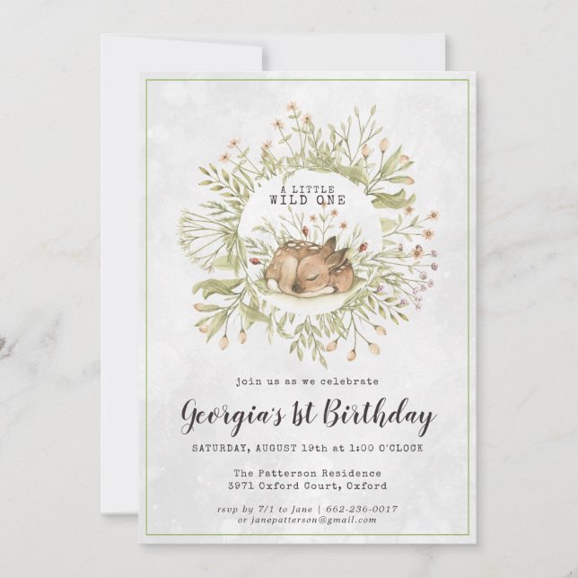 Woodland Deer | Invitación a la Fiesta de Cumpleañ (Anverso)