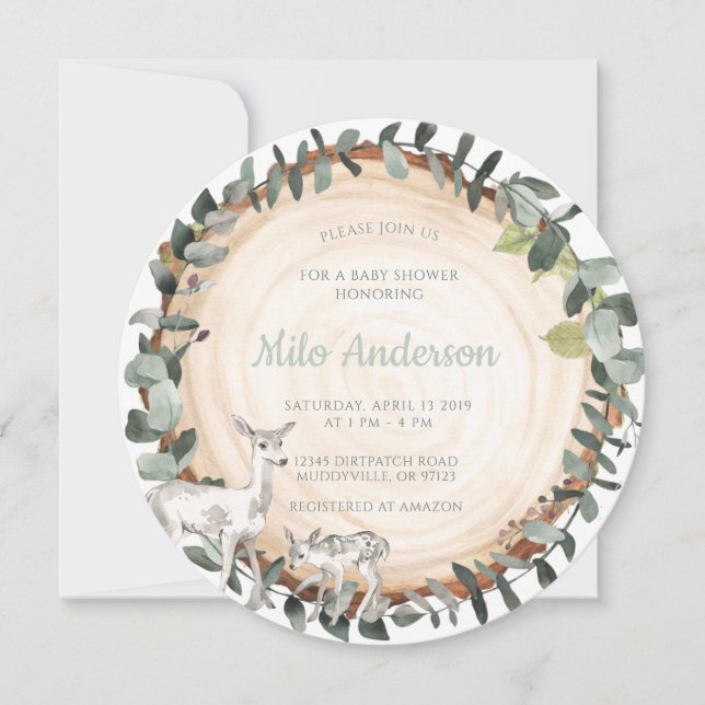 Woodland Deer | Invitación de Baby Shower (Anverso)