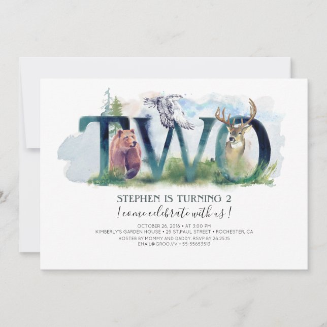 Woodland Dos - Invitación de cumpleaños (Anverso)