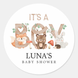 Woodland es un niño Pegatina de Baby Shower