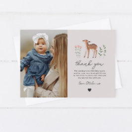 Woodland Fawn Flowers Foto Tarjeta de agradecimien