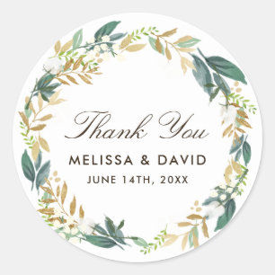 Woodland Floral Wreath Gracias Pegatinas