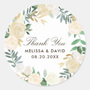 Woodland Floral Wreath Gracias Pegatinas