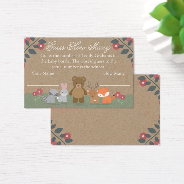 Woodland Florals Baby Shower adivina cuántas tarje (Escritorio)