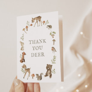 Woodland Forest Baby Shower Gracias Tarjeta de Dee