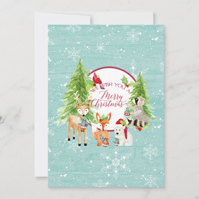 Woodland Forest Feliz Navidad Fotografía moderna (Anverso)