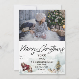 Woodland Forest Sled Bear Foto Feliz Navidad