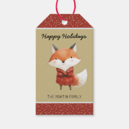 Woodland Fox Navidades Etiqueta de regalo