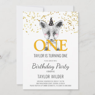 Woodland Fox Watercolor Primera Invitación de Cump