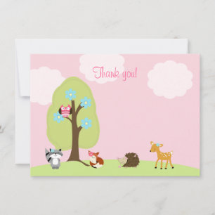 Woodland Friends Flat Gracias Nota (Rosa)