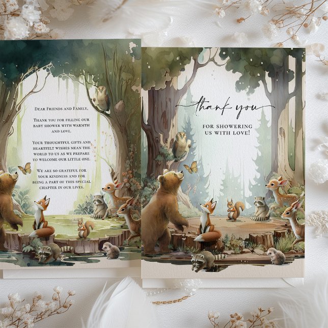 Woodland Gracias Tarjeta Baby Shower (Subido por el creador)