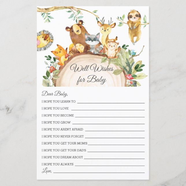 Woodland Greenery Well Wiers para tarjeta Baby Sho (Anverso)