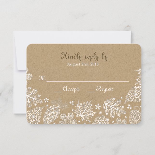 Woodland Heart Lacy deja la boda de otoño RSVP (Anverso)