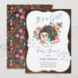 Woodland Hedgehog Baby Shower Invitaciones Rústica