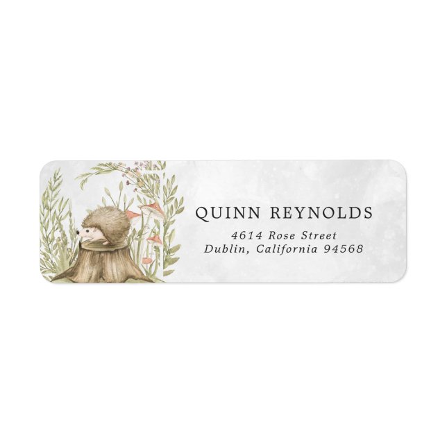 Woodland Hedgehog | Etiqueta de dirección de devol (Frente)
