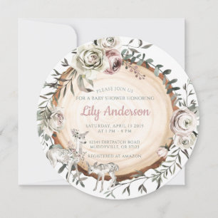 Woodland   Invitación a Baby Shower de Deer con Fl
