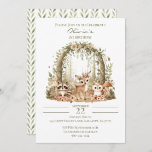 Woodland - Invitación de primer cumpleaños