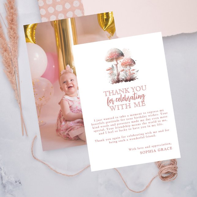 Woodland Mushroom Foto Cumpleaños Tarjeta de agrad (Subido por el creador)