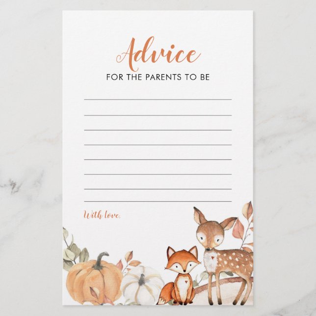 Woodland Oh Boy Pumpkin Tarjeta de Consejos de Bab (Anverso)