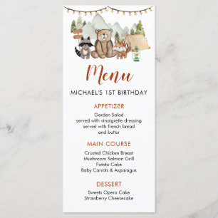 Woodland One Happy Camper First Birday Menu
