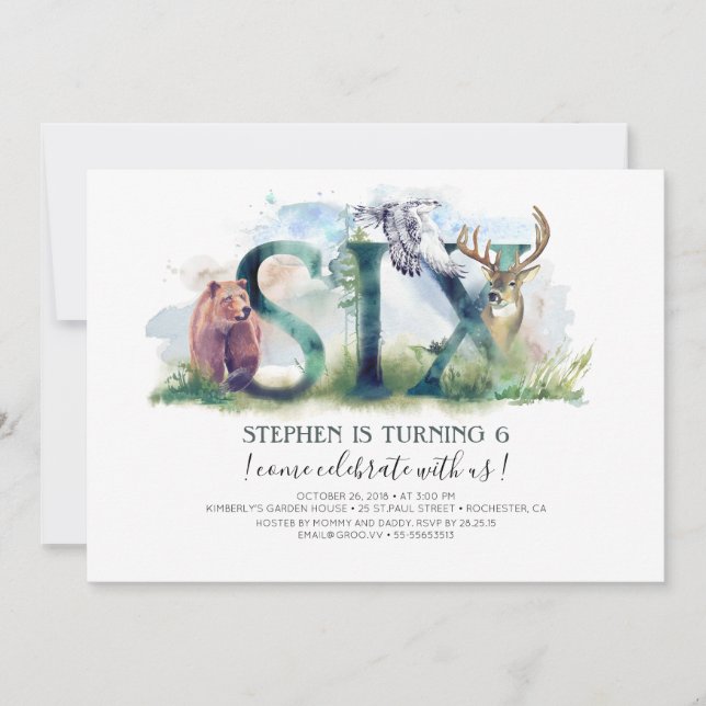 Woodland Seis - 6ª Invitación de Cumpleaños (Anverso)