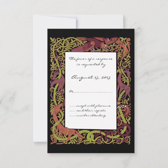 Woodland Tones Celtic Animals Diseño Boda RSVP (Anverso)