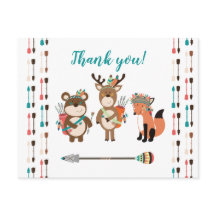Woodland Tribal Boho Baby Shower Gracias notas