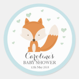 Woodlands Fox Blue Love Blue Baby Shower Pegatina