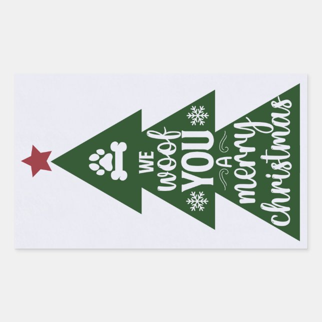 Woof Merry Christmas Pegatinas (Anverso)
