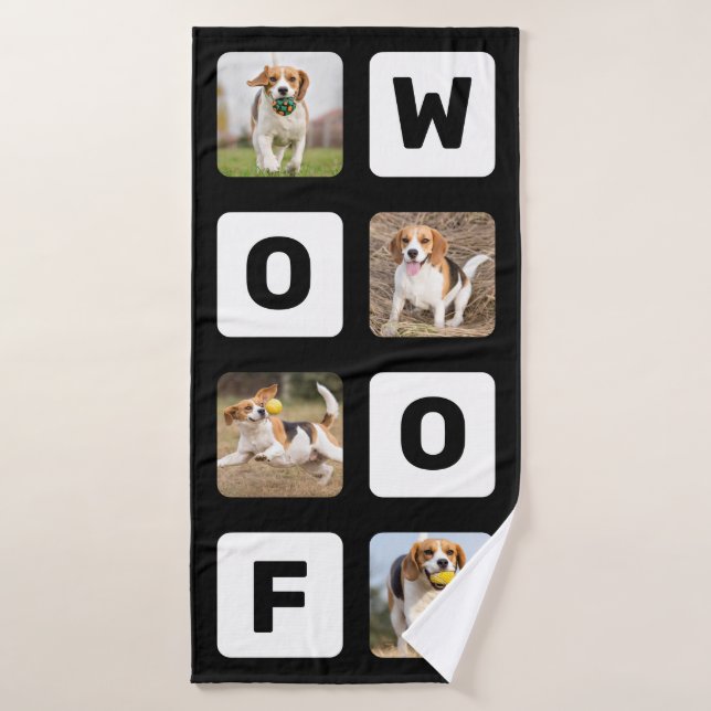 Woof Personalized Collage de fotos Pet Lover Dog (Toalla de baño)