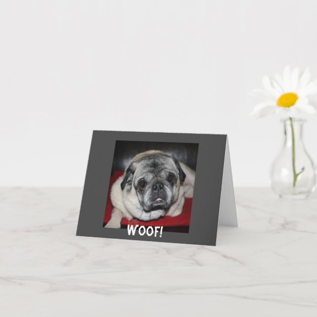 Woof, tarjeta de nota Inspiradora Pug (Planta pequeña)
