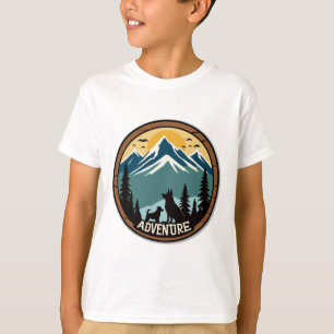 Woof & Wander - Rústica camiseta con distintivo de