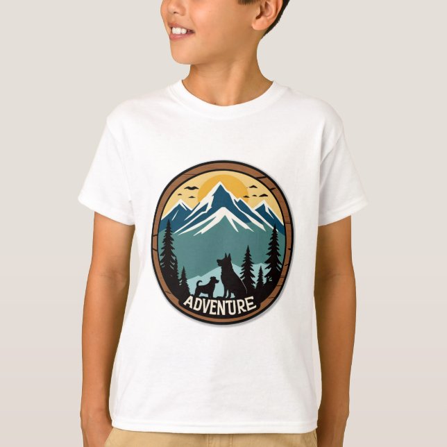 Woof & Wander - Rústica camiseta con distintivo de (Anverso)