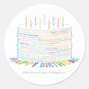 Wor(l)d Pegatinas de pastel de cumpleaños